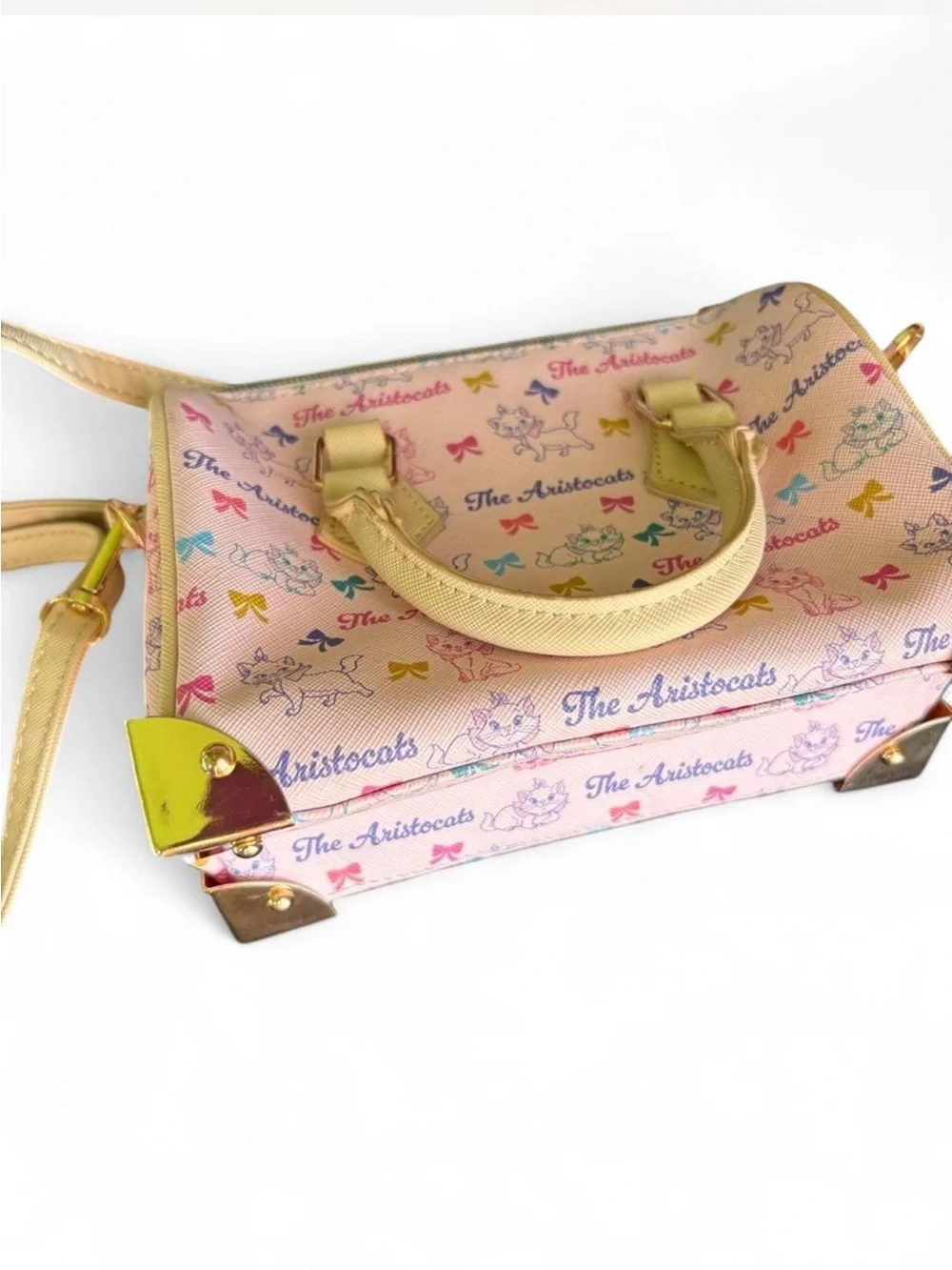 Pink gold Disney Classics Aristocats Crossbody mini bag kids purse allover Cats